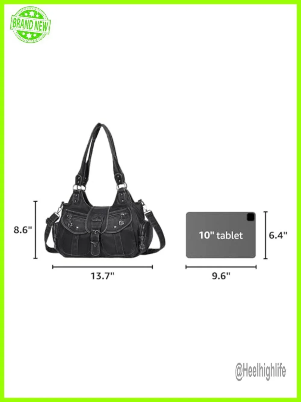 Vegan Leather Hobo Shoulder Bag Tote Purse with Crossbody Strap